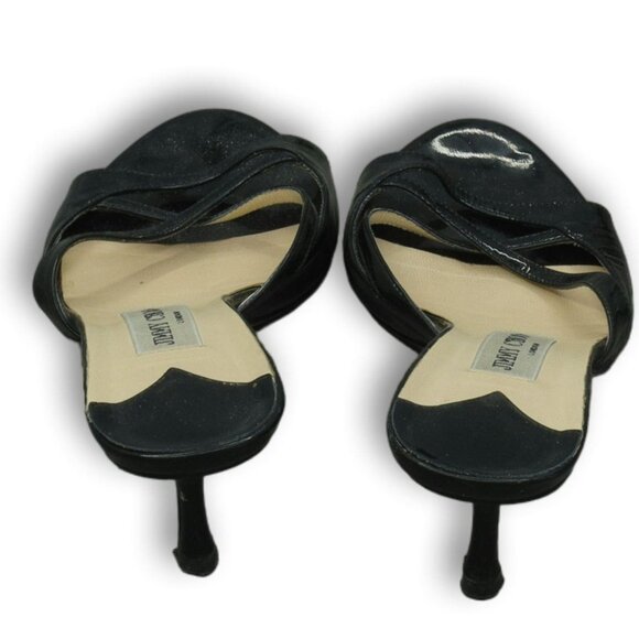 Jimmy Choo Black Patent Leather Kitten Heel Sandals – Size 37.5 - Picture 4 of 7